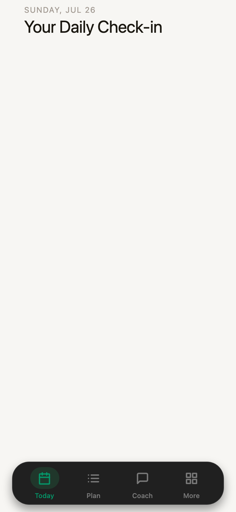 The Today tab, the app's home screen